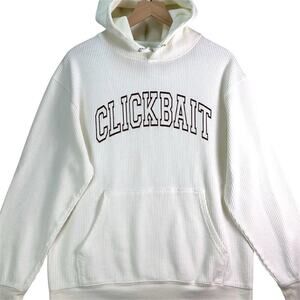🌸3/$15🌸 Dobrick Thermal CLICKBAIT Hoodie Cream Kangaroo Pocket Pullover Sz Med